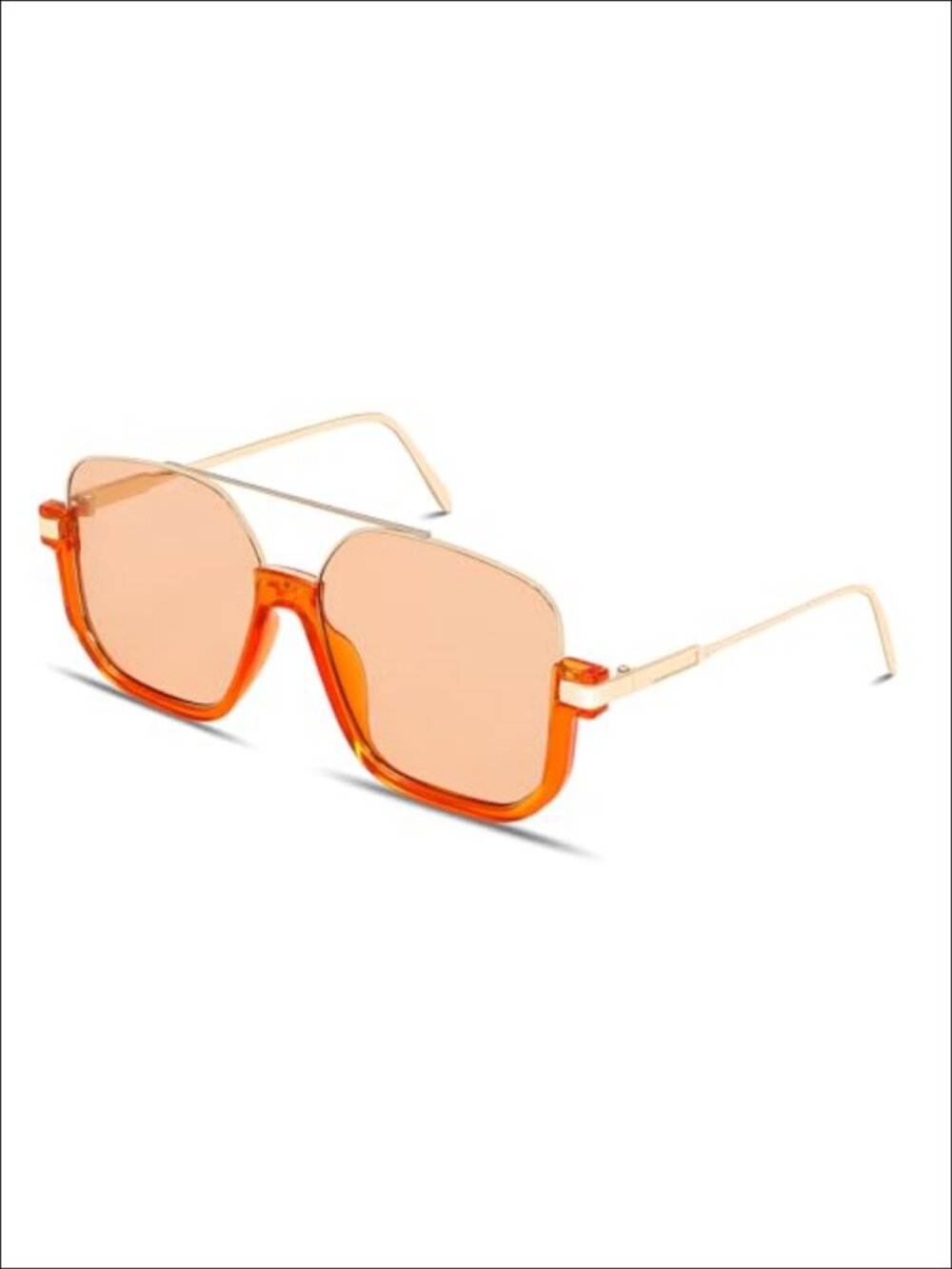 Oversized Square Aviator Sunglasses Semi-Rimless 100% UV Protection Retro